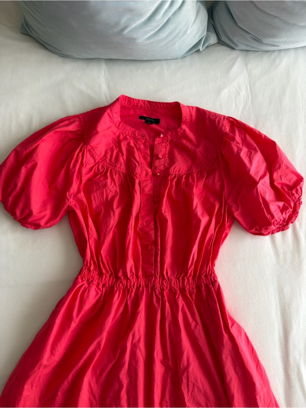 J.Crew Puff-sleeve cotton poplin shirt-dress Pink Mini Dress XS